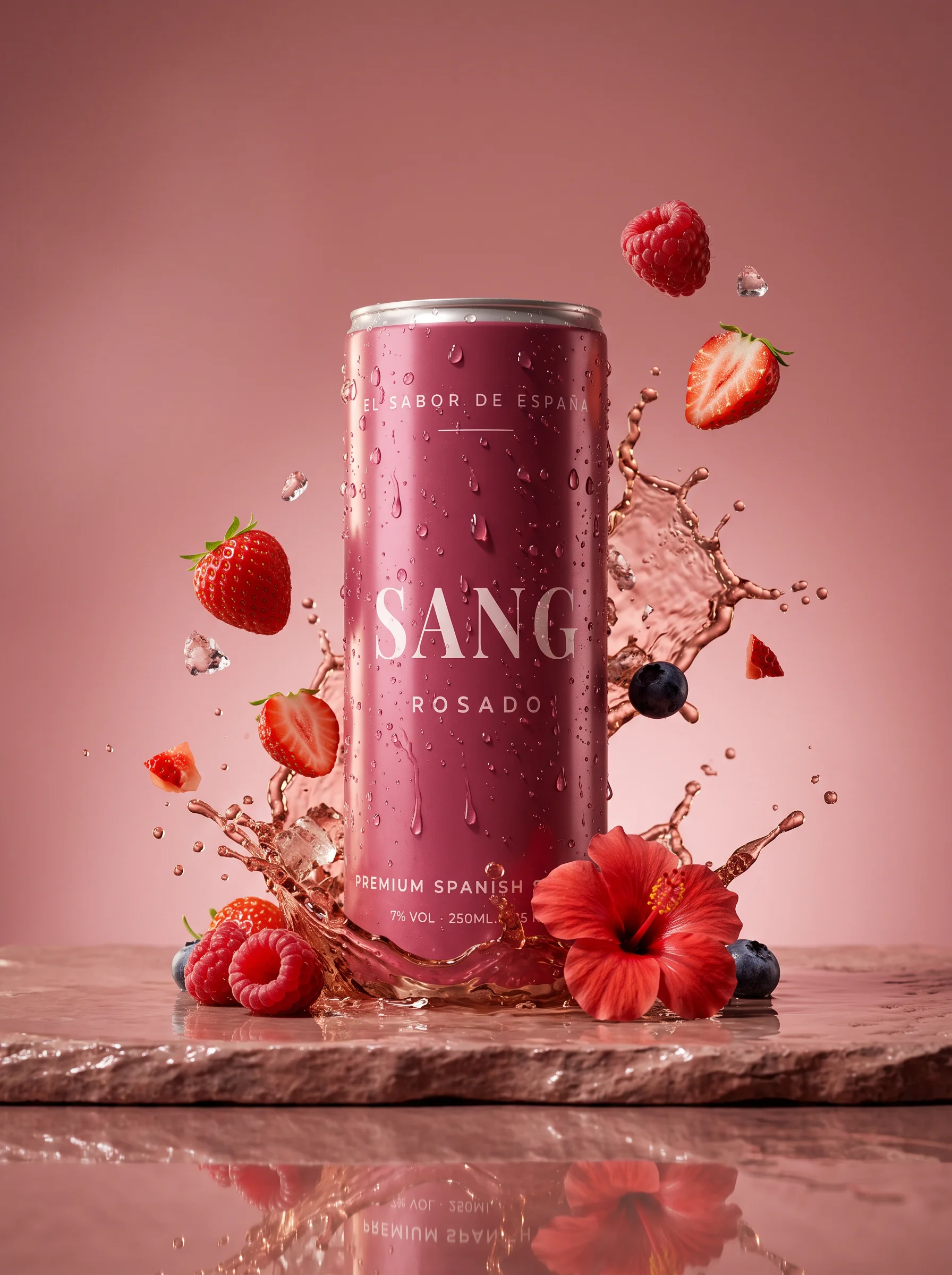 SANG Rosado met splash van rosé sangría, aardbeien en frambozen